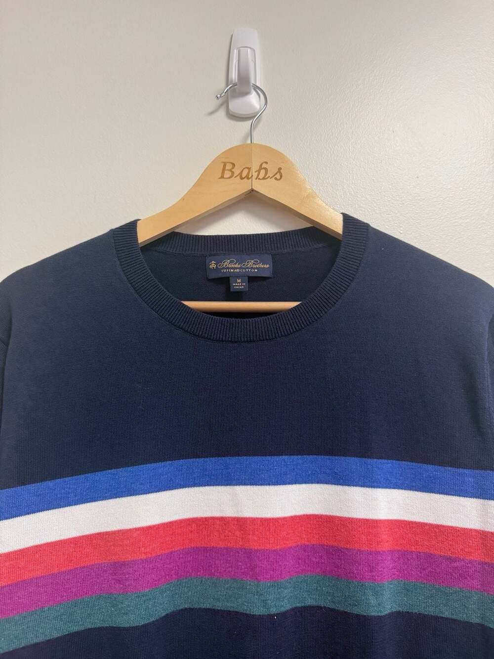 Brooks Brothers Striped Supima Cotton Crewneck Sweater Size M